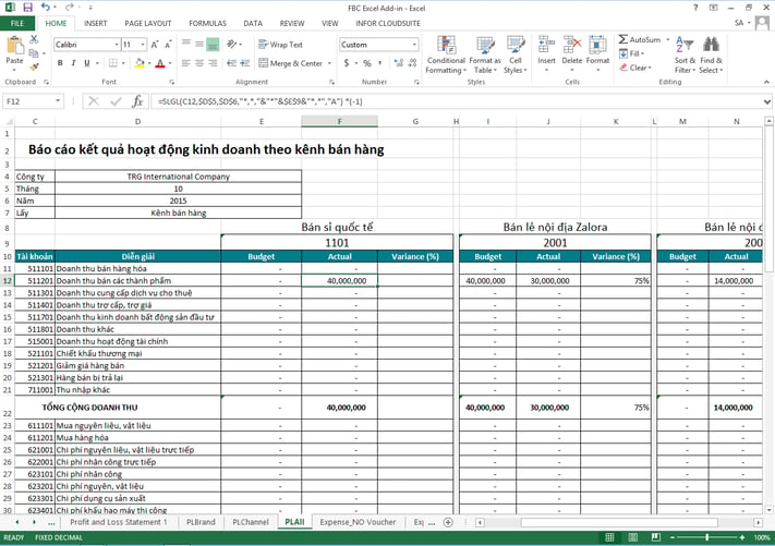 Infor CloudSuite’s Excel Add-in