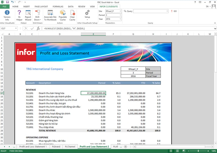 Infor CloudSuite’s Excel Add-in