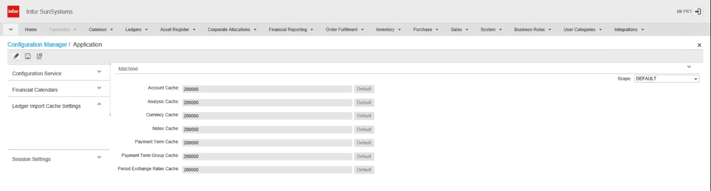 The setting for Ledger Import memory caching limits